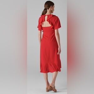 Whistles Red Ruched Wrap Sundress